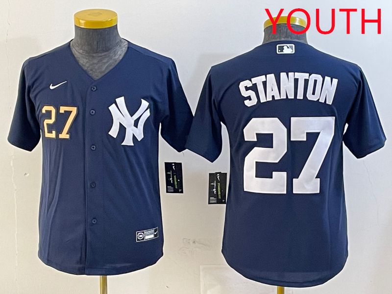 Youth New York Yankees #27 Stanton Blue Game 2025 Nike MLB Jersey style 3->youth mlb jersey->Youth Jersey